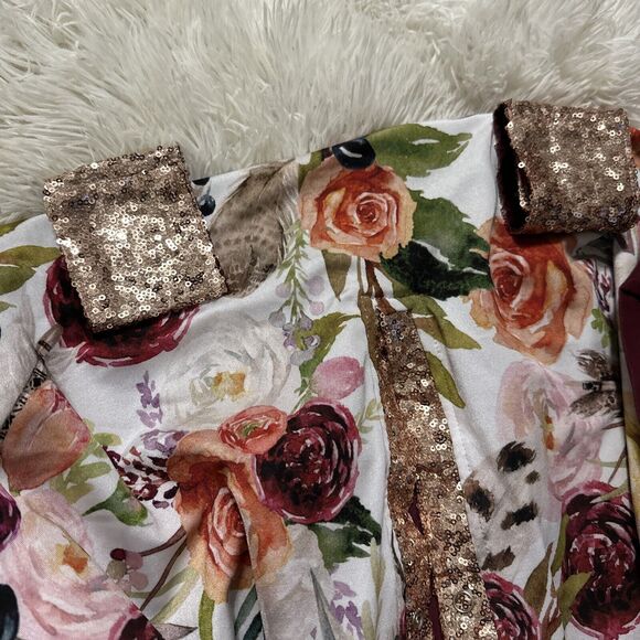 Coverednlove Etsy Custom Girl’s Carseat Canopy Floral Watercolor Burgundy Sequin - Picture 4 of 6